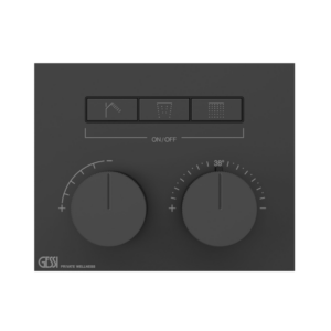 Gessi HI-FI COMPACT miscelatore termostatico a tre funzioni simultanee, con pulsanti on-off, finitura matte black 63006#299