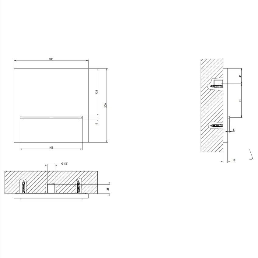 Gessi SHOWER Bocca doccia a parete a cascata, comando remoto non incluso, finitura Matte Black 20295#299 - immagine 2