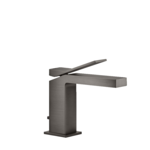 Gessi RETTANGOLO K miscelatore lavabo H.15 cm, con scarico e flessibili di collegamento, finitura Black Metal Brushed 53001#707